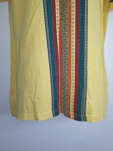 Yellow Dress Ethnic Print - Thigh Length