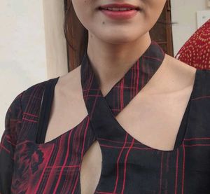 Red & Black Plaid Long Kurta