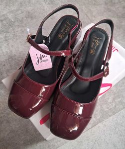 Burgundy Patent Slingback Heels