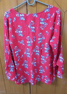 Red Floral Print Top