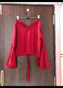 Red Bell Sleeves Top