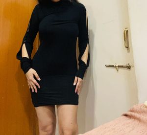 Black Turtle Neck Bodycon Dress
