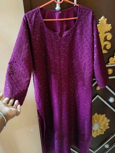 Purple Embellished Kurti