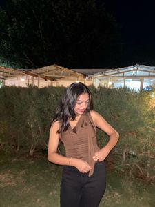 Brown Cowl Neck Top