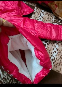 Red fluffy Kids Winter Jacket