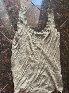 Olive Lace Trim Tank Top