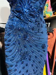 Navy Sequin Evening Gown