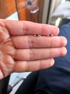 Blue Diamond Ear Bali Pure Silver Round