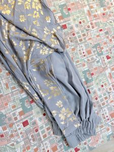 Floral Lavender Drap Saree Palazzo Pant Set