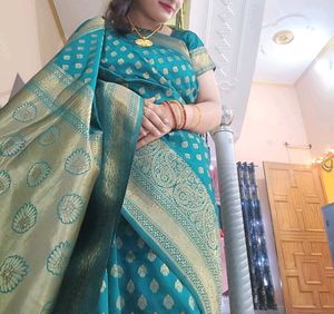 Elegant Teal Banarasi Saree