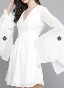 White Boho Sleeves Skater Dress