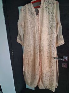 Peach Embroidered Kurta