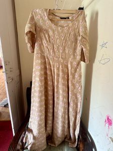 Green Striped Duster Cardigan &amp; Beige Floral Gown