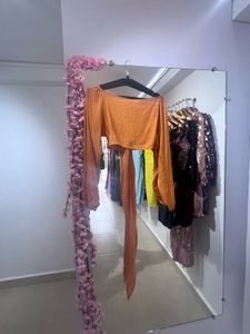 Cute Orange Tie-Front Crop Top