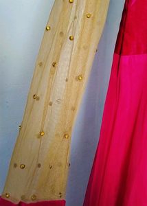 Floor Length Dark Pink Designer Gown