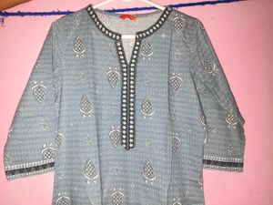 Elegant Grey Printed Kurta