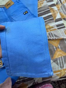 Blue Flare Leg Trousers