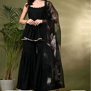 Black Embroidered Top with Pants
