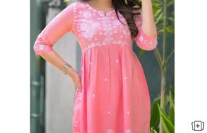 Coral Pink With White Embroidery,