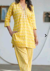Yellow Printed Kurta Set