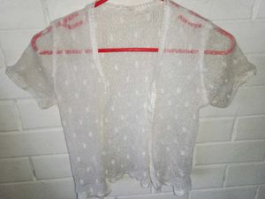 White Polka Dot Knit Shrug