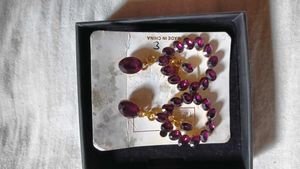 Purple Gemstone Hoop Earrings
