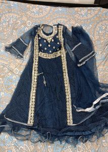 Navy Blue Embroidered Kurta Set