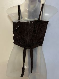 Pintrest padded sequins brown top