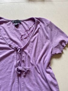 Cute Purple Tie-Front Top