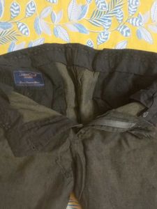 Linen Club Olive Green Pants