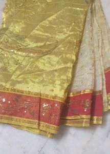 Organza Saree With Aari Tari Work