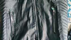 Shearling Collar Leather Moto Jacket