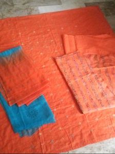 3 piece mirror embroidery cotton unstitched suit