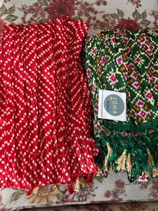 Ethnic Dupatta Set - Red & Green