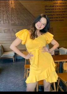 Yellow Ruffle Mini Dress