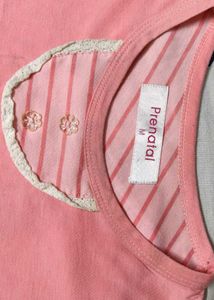 Prenatal Women Pink Cotton Maternity Tshirt
