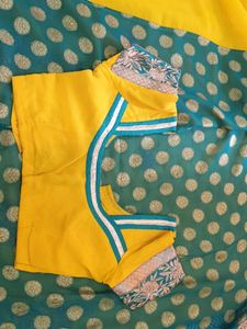 Yellow Green Banaras Chiffon