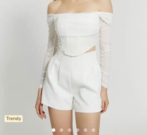 Chic White Off-Shoulder Top & Shorts