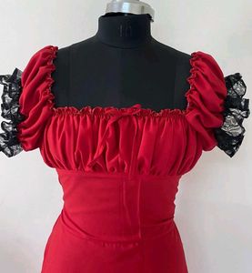 Pretty Red Milkmaid Princess Dress