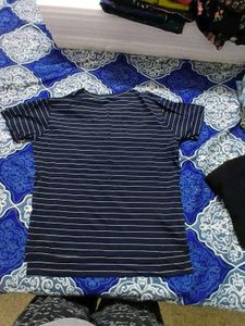 Blue And Black Slim Fit T- Shirts