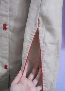 Beige &amp; Red Trim Traditional Kurti and skirt