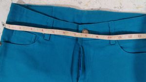 Teal Blue cotton denim pant