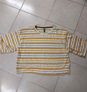 Mustard Colour Striped Crop Top
