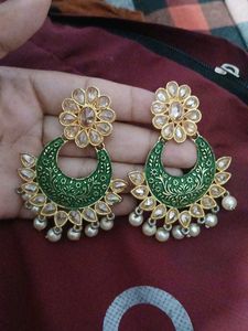 Green & Gold Statement Earrings