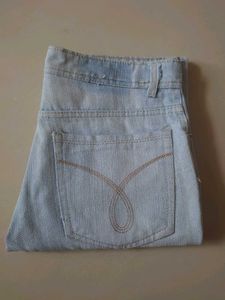 Light Wash Straight Baggy Denim Jeans (Size-30)