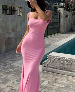 Cute Pink square neck maxi Dress