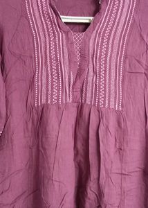 Mauve Embroidered short Kurti