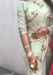 Pure Organza Heavy Work Saree🩵😍