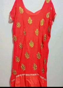Red Party Wear Suit Salwar &amp; Dupatta For 50 Bust