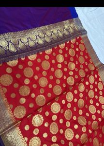 Brand new bright red banarasi dupatta